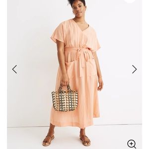 Madewell Linen Blend Dolman Tie-Waist Dress sz 4